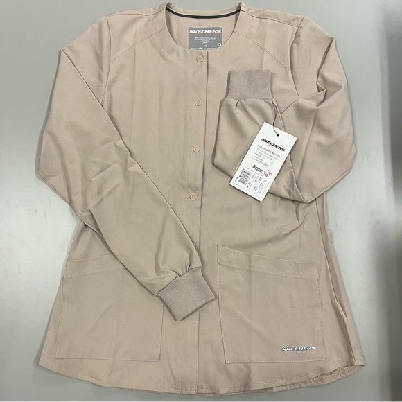 Skechers Jackets & Blazers - NWT Sketchers Khaki Button Up Scrub Jacket Multiple Sizes
